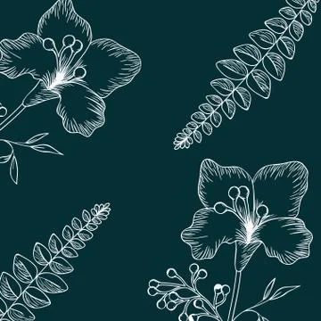 Pattern plants and herbs isolated icon Stock Illustration