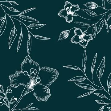 Pattern plants and herbs isolated icon Illustrazione stock