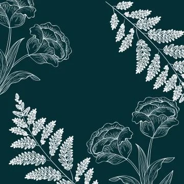 Pattern plants and herbs isolated icon Illustrazione stock