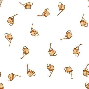 Pattern plants watering can metal cartoon vector Stock Illustration