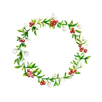 Pattern from plants. A wreath of plants. Hand-drawn. A watercolor drawing. Cl Stock Photos