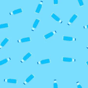 Pattern plastic bottle filled with clear blue water with bubbles, representin Stock Illustration