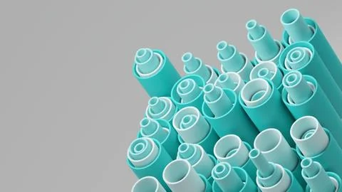 Pattern of plastic turquoise pipes for liquid on a gray background. Elements 스톡 일러스트