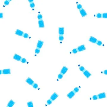 Pattern plastic water bottle with fizzy liquid featuring blue cap イラスト素材