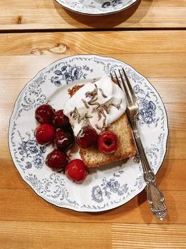  Pattern of plate with a sweet dessert on it. Appetizing slices of pie wit... Stock Photos