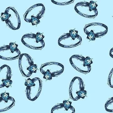 Pattern platinum ring jewelry sketch hand drawn Stock Illustration
