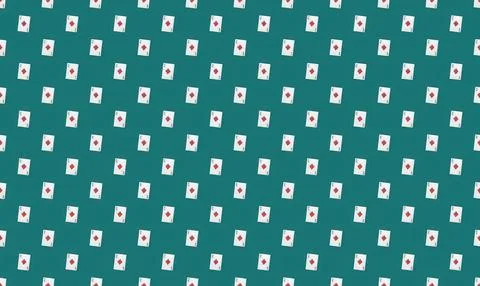 Pattern of playing cards on green background イラスト素材