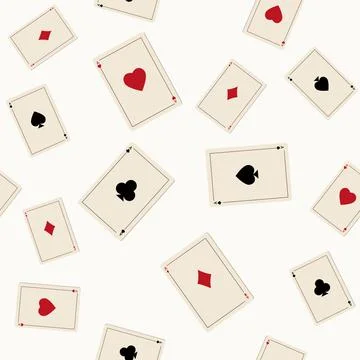 Pattern of playing cards on a white background, color vector illustration Stock Illustration