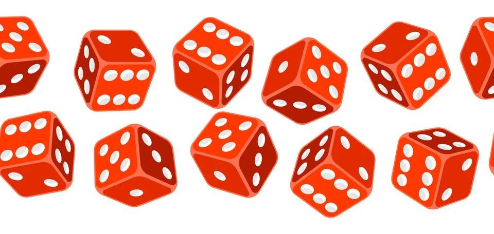 Pattern with playing dice. Game craps image. Casino and betting illustration. Stock Illustration