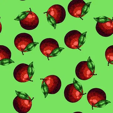Pattern plum fruit raw food sketch hand drawn Stock Illustration