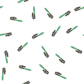 Pattern plumber pipe wrench cartoon vector Stock Illustration