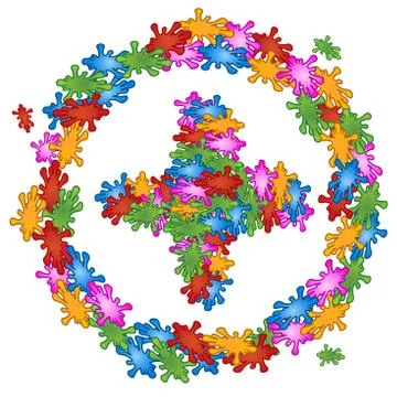 Pattern plus of flowers Pattern plus of flowers isolated on white Stock Illustration