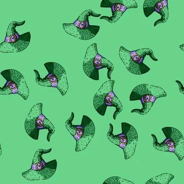 Pattern pointy witch hat sketch hand drawn Illustrazione stock