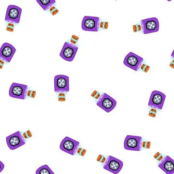 Pattern poison potion bottle with crossbones label cartoon Stock Illustration