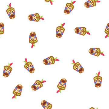 Pattern pole tribal mask cartoon vector イラスト素材