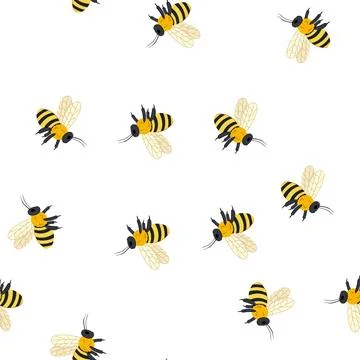 Pattern pollination bee cartoon vector Stock Illustration