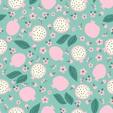Pattern with pomegranate and fruit Stock Illustration