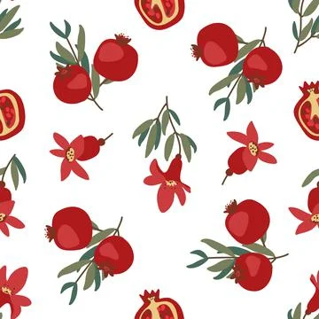 Pattern pomegranate fruit. Background cosmetics Stock Illustration