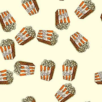 Pattern popcorn sketch hand drawn Stock Illustration