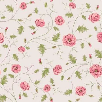 Pattern of poppy flowers Stock Illustration