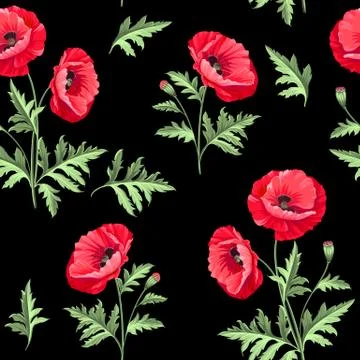 Pattern of poppy flowers Stock Illustration