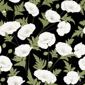 Pattern of poppy flowers. Stock Illustration