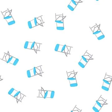 Pattern portable folding chair featuring blue fabric and silver frame design Illustrazione stock