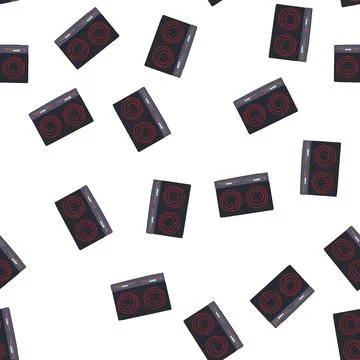 Pattern portable introduction cooktop cartoon vector Stock Illustration