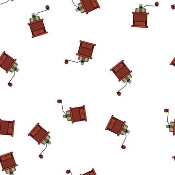 Pattern portable manual coffee grinder cartoon vector Stock Illustration