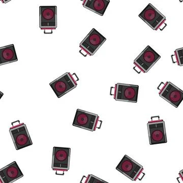 Pattern portable partybox sound cartoon vector Stock Illustration