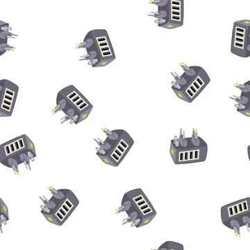 Pattern portable travel adapter cartoon vector Stockillustratie