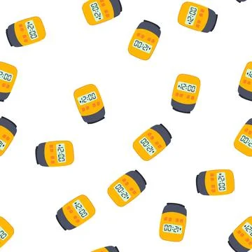 Pattern portable travel alarm clock cartoon vector Stock Illustration