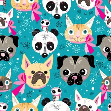 Pattern portraits of animals Illustrazione stock