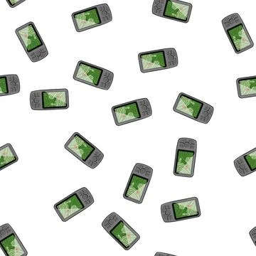 Pattern positioning gandheld gps cartoon vector Illustrazione stock