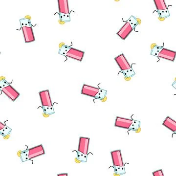 Pattern poster cocktail character cartoon vector Stock Illustration