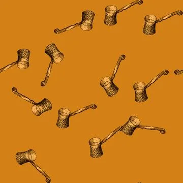 Pattern pot cezve turkish coffee sketch hand drawn black Stock Illustration