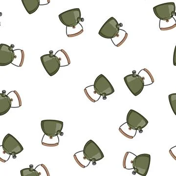 Pattern pot kettle kitchen cartoon vector Stock Illustration
