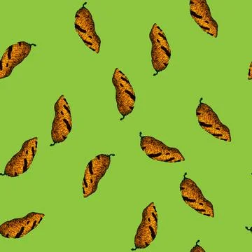 Pattern potato grilled vegetables sketch hand drawn Stock Illustration