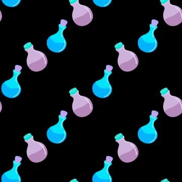 Pattern with potion and elixir. Halloween Pattern Stock Illustration