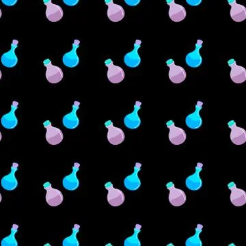 Pattern with potion and elixir. Halloween Pattern Stock Illustration