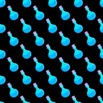 Pattern with potion bottle. Design for paper, web Stock Illustration