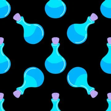 Pattern with potion bottle.Halloween, witchcraft Stock Illustration