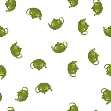 Pattern pottery teapot tea kettle cartoon vector Stock Illustration