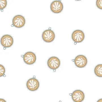 Pattern pour latte art coffee cartoon vector Stock Illustration