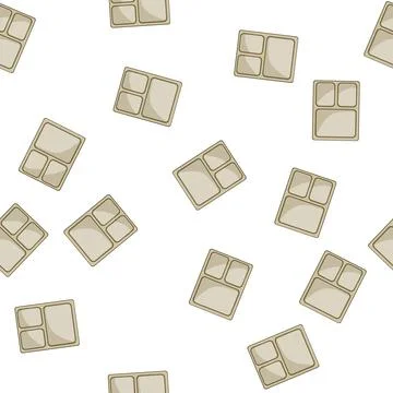Pattern prep multi section meal tray cartoon vector Stock Illustration
