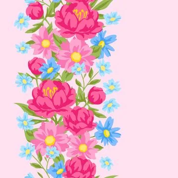 Pattern with pretty flowers. Beautiful decorative natural plants and leaves. 스톡 일러스트