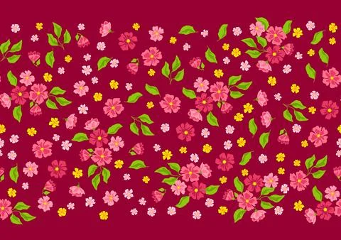 Pattern with pretty flowers. Beautiful decorative natural plants and leaves. Stock Illustration