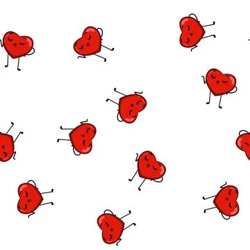Pattern print heart character cartoon vector Illustrazione stock