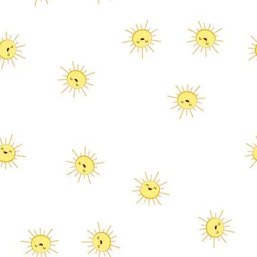 Pattern print sun character cartoon vector Stock Illustration