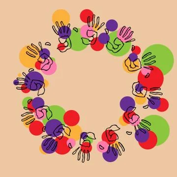 Pattern from the prints of the palms. Vector illustration of palm prints. Bac Stock Illustration